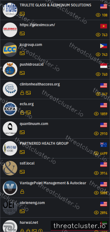 Leak-site post naming TRULITE GLASS & ALUMINUM SOLUTIONS, captured by ThreatCluster