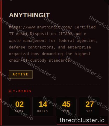 Leak-site post naming ANYTHINGIT, captured by ThreatCluster