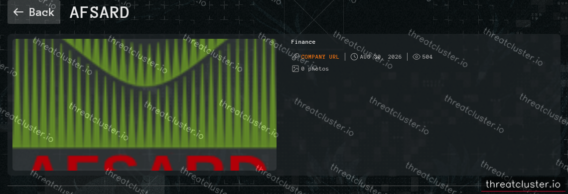 Leak-site post naming AFSARD, captured by ThreatCluster
