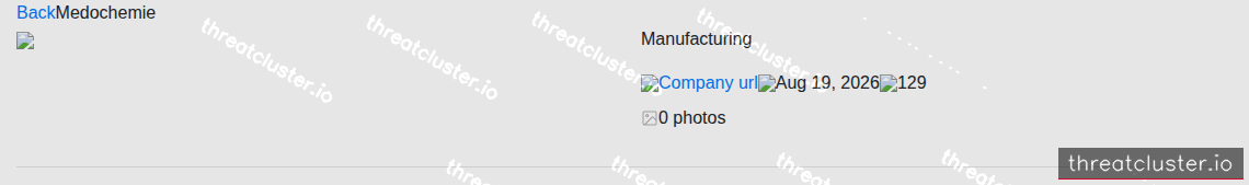 Leak-site post naming Medochemie, captured by ThreatCluster