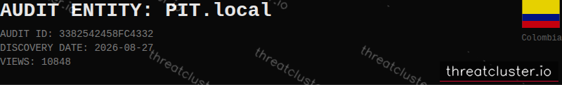 Leak-site post naming PIT.local, captured by ThreatCluster