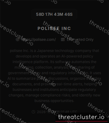 Leak-site post naming polisee Inc, captured by ThreatCluster