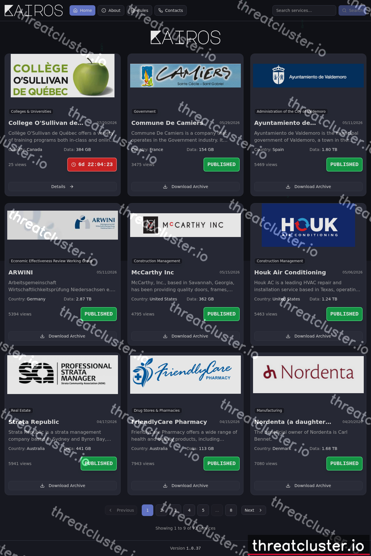 Leak-site post naming Collge O'Sullivan de Québec, captured by ThreatCluster