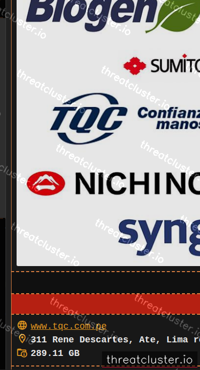 Leak-site post naming TQC S.A., captured by ThreatCluster