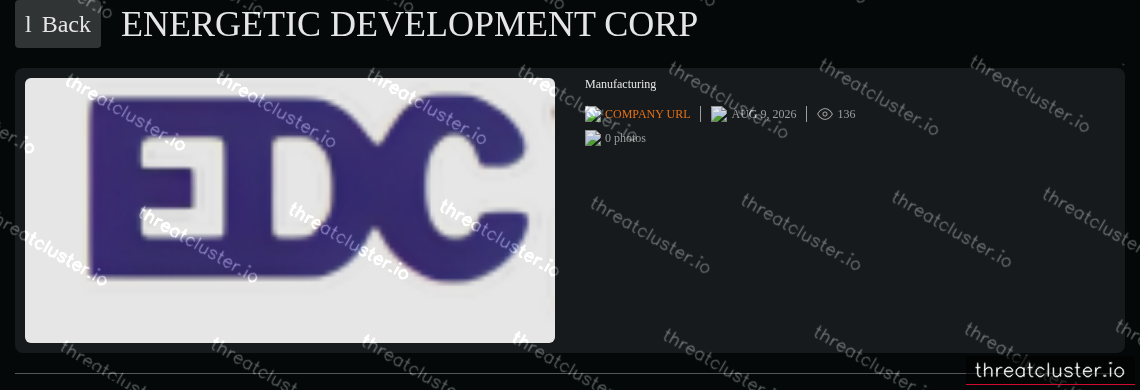 Leak-site post naming Energetic Development Corp, captured by ThreatCluster
