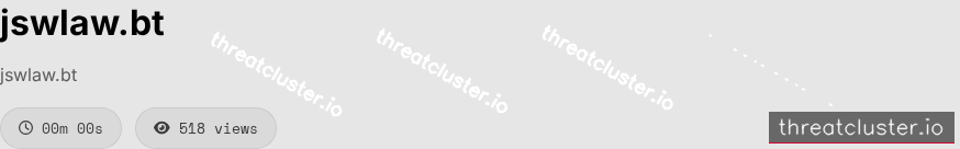 Leak-site post naming jswlaw.bt, captured by ThreatCluster