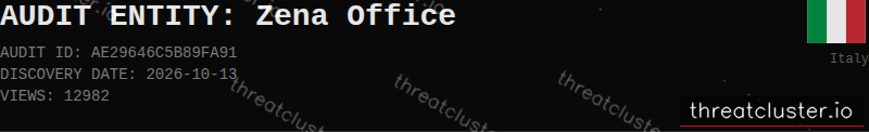 Leak-site post naming Zena Office, captured by ThreatCluster