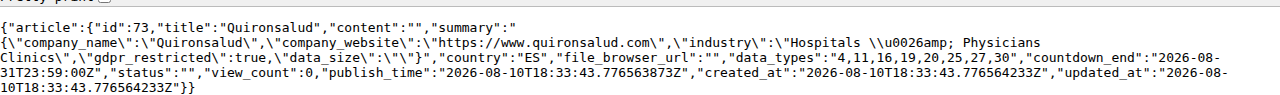 Leak-site post naming Quironsalud, captured by ThreatCluster