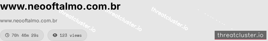 Leak-site post naming www.neooftalmo.com.br, captured by ThreatCluster