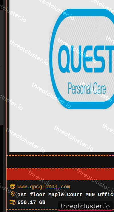 Leak-site post naming QPC Global, captured by ThreatCluster