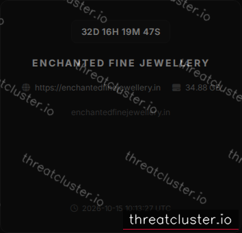 Leak-site post naming Enchanted Fine Jewellery, captured by ThreatCluster
