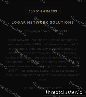 Leak-site post naming Logar Network Solutions, captured by ThreatCluster