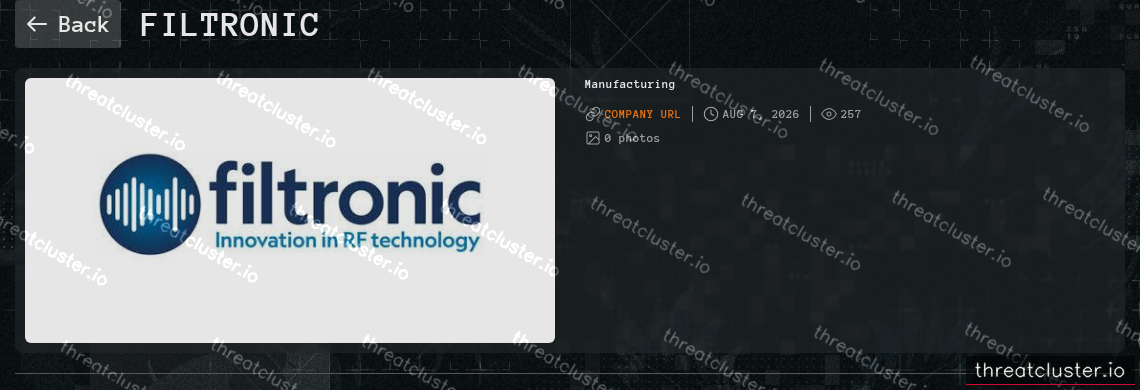 Leak-site post naming Filtronic, captured by ThreatCluster