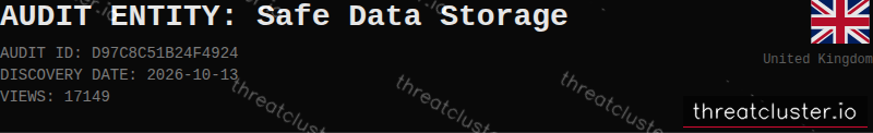 Leak-site post naming Safe Data Storage, captured by ThreatCluster