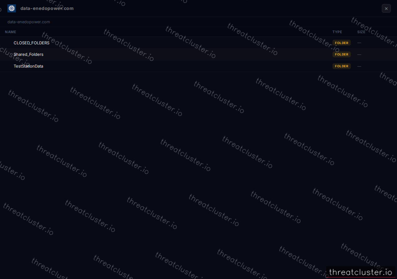 Leak-site post naming Enedo Power, captured by ThreatCluster