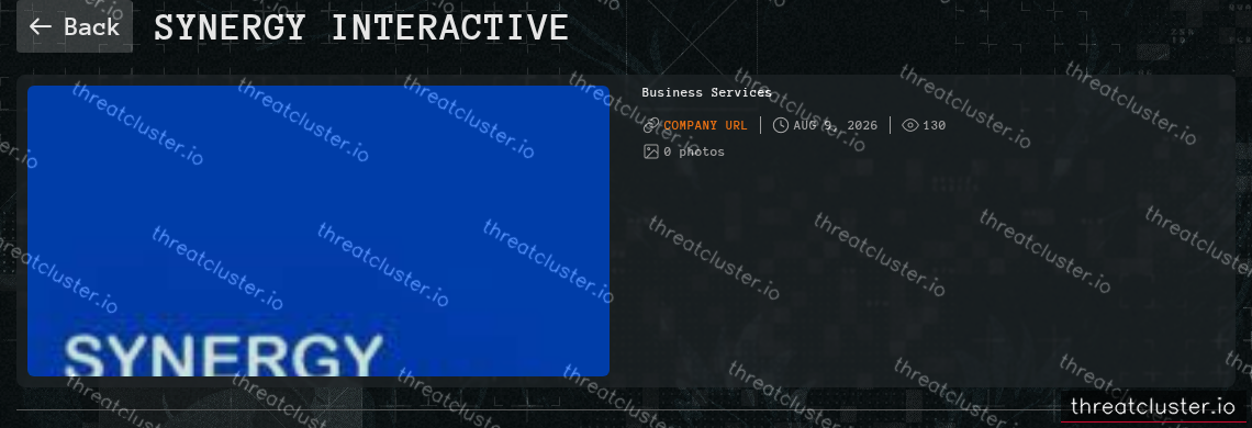 Leak-site post naming Synergy Interactive, captured by ThreatCluster