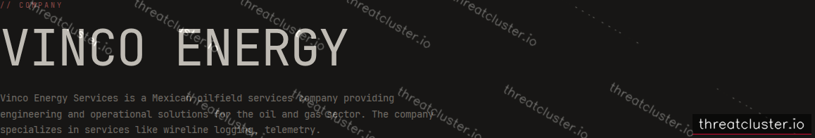 Leak-site post naming Vinco Energy, captured by ThreatCluster