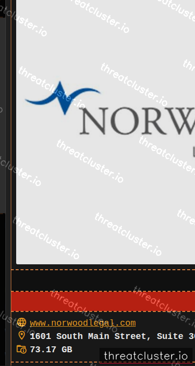 Leak-site post naming Norwood Law Firm, captured by ThreatCluster