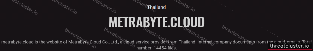 Leak-site post naming metrabyte.cloud, captured by ThreatCluster