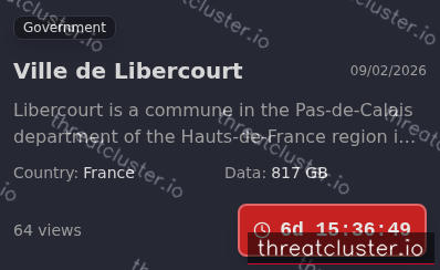 Leak-site post naming Ville de Libercourt, captured by ThreatCluster