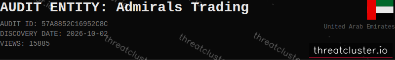 Leak-site post naming Admirals Trading, captured by ThreatCluster