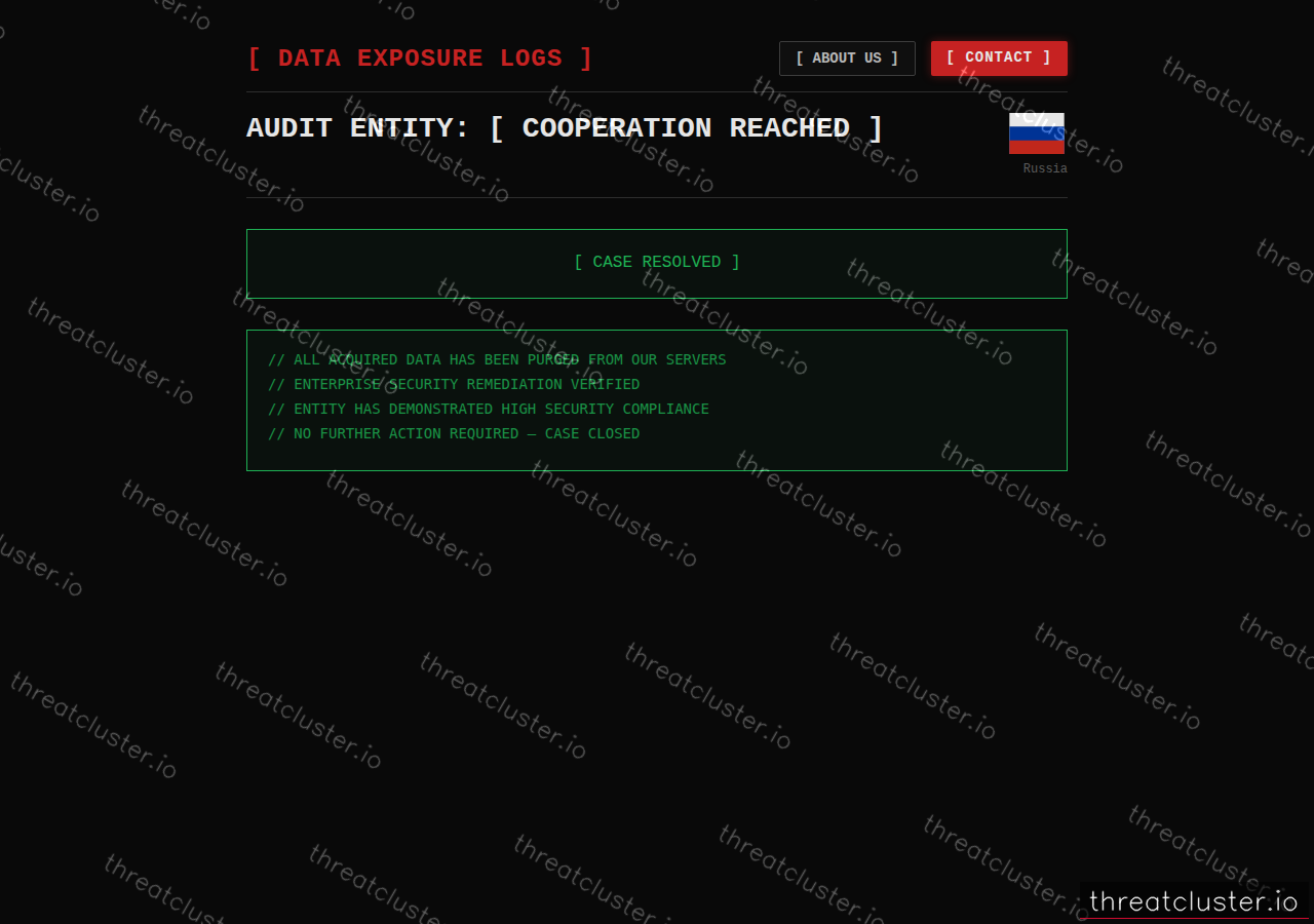 Leak-site post naming Paid Victim B35411691DDC2265, captured by ThreatCluster