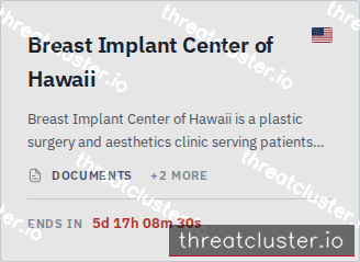 Leak-site post naming Breast Implant Center of Hawaii, captured by ThreatCluster