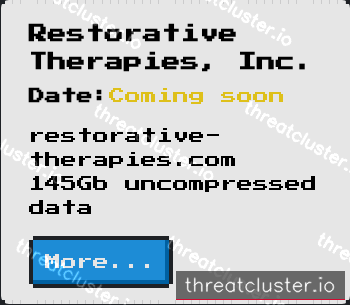 Leak-site post naming Restorative Therapies, Inc., captured by ThreatCluster