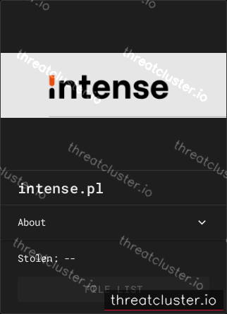 Leak-site post naming intense.pl, captured by ThreatCluster