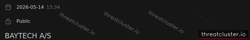 Leak-site post naming BAYTECH A/S, captured by ThreatCluster