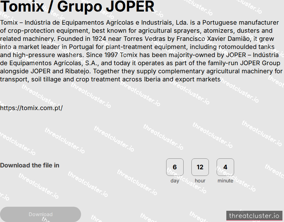 Leak-site post naming Tomix / Grupo JOPER, captured by ThreatCluster