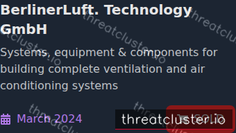 Leak-site post naming BerlinerLuft. Technology GmbH, captured by ThreatCluster