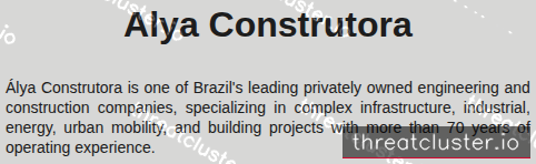 Leak-site post naming Alya Construtora, captured by ThreatCluster