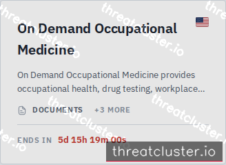 Leak-site post naming On Demand Occupational Medicine, captured by ThreatCluster