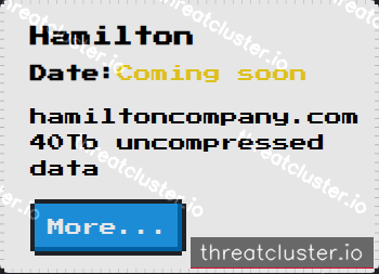 Leak-site post naming Hamilton, captured by ThreatCluster