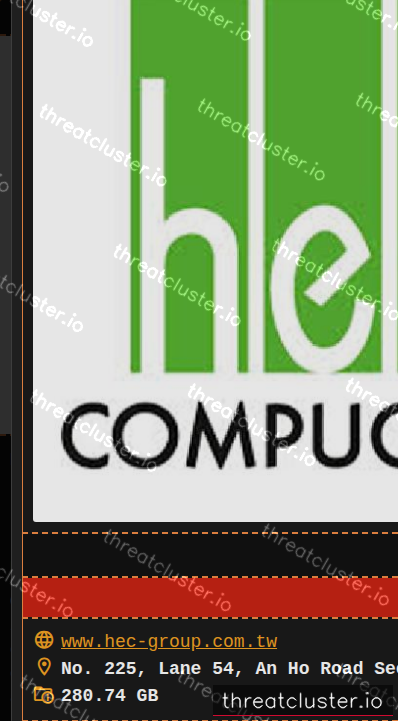 Leak-site post naming HEC Group, captured by ThreatCluster