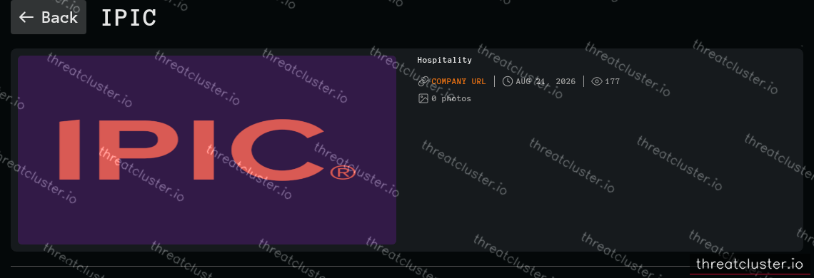 Leak-site post naming iPic, captured by ThreatCluster