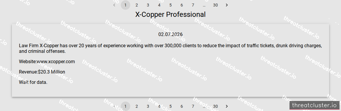 Leak-site post naming X-Copper Professional, captured by ThreatCluster