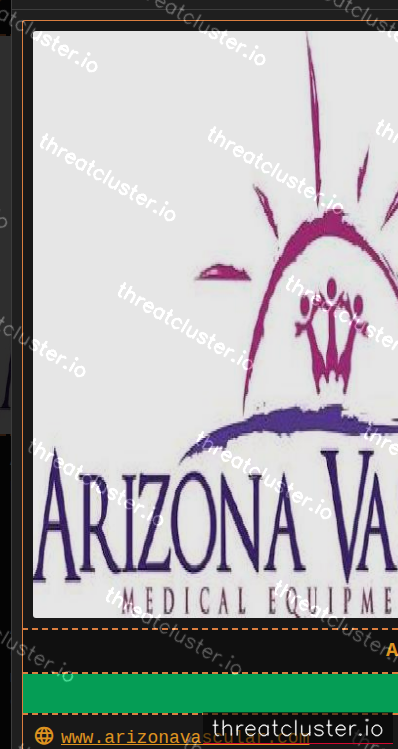 Leak-site post naming Arizona Vascular Medical Equipment, Inc, captured by ThreatCluster