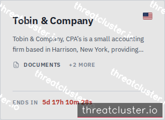 Leak-site post naming Tobin & Company, captured by ThreatCluster