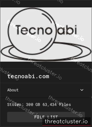 Leak-site post naming tecnoabi.com, captured by ThreatCluster