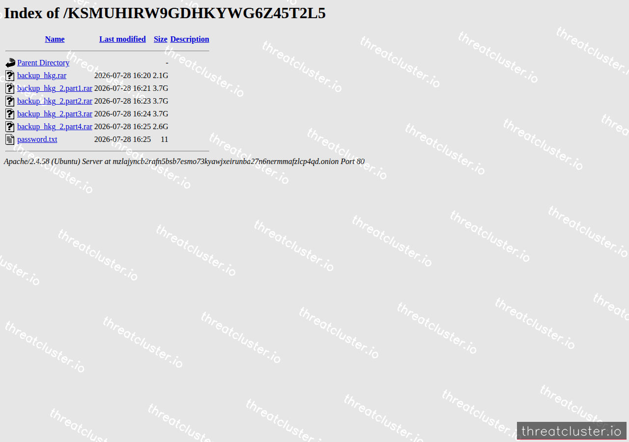 Leak-site post naming SSI HOLDING (FAR EAST) LIMITED, captured by ThreatCluster