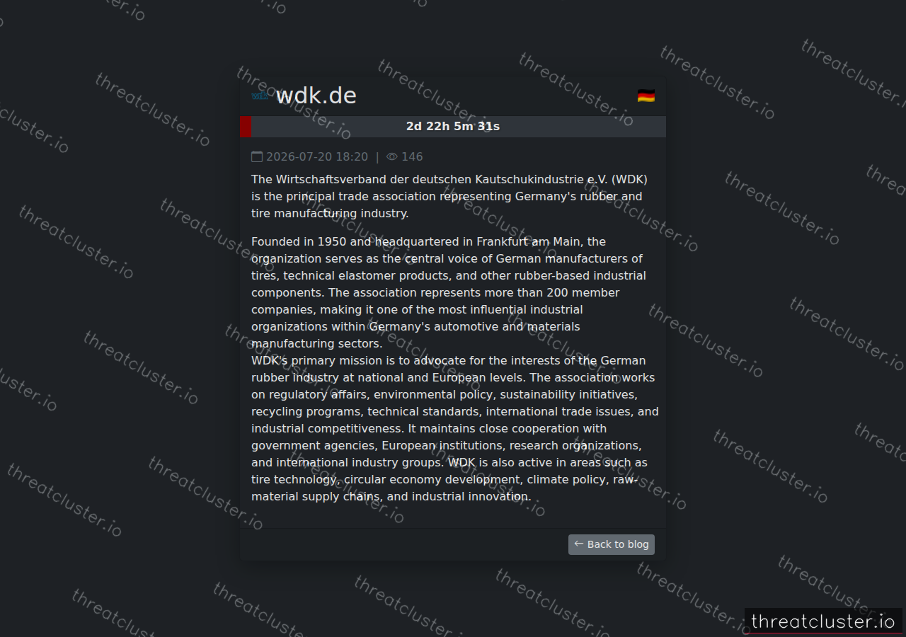 Leak-site post naming wdk.de, captured by ThreatCluster