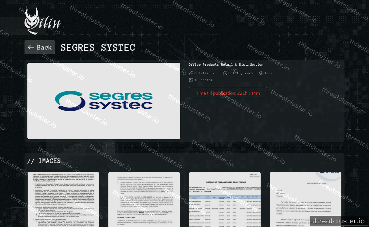 Leak-site post naming Segres Systec, captured by ThreatCluster