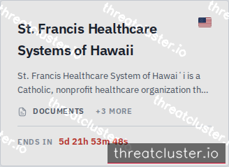 Leak-site post naming St. Francis Healthcare Systems of Hawaii, captured by ThreatCluster