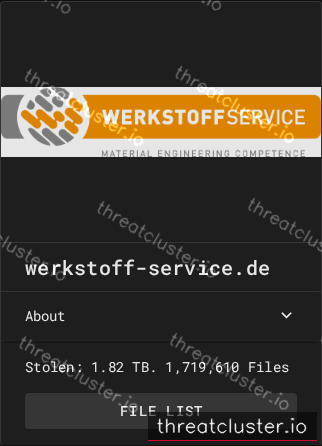Leak-site post naming werkstoff-service.de, captured by ThreatCluster