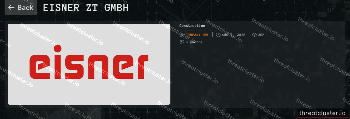 Leak-site post naming EISNER ZT GMBH, captured by ThreatCluster